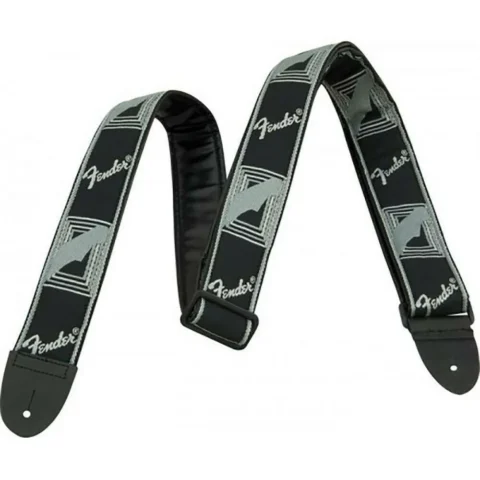 Fender 2" Monogrammed Guitar Strap with Fender Logo, Black / Grey / Grey
