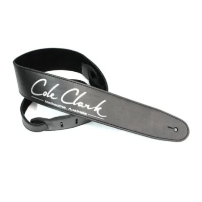 Cole Clark Guitar Strap - Leather - Black with Silver Lettering