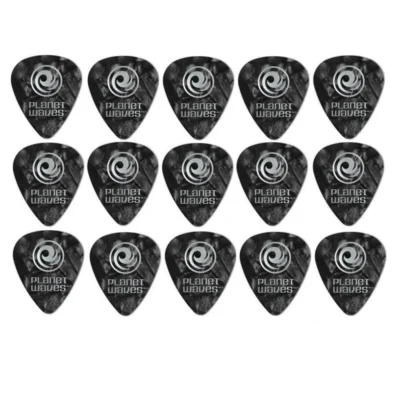 Planet Waves Guitar Picks Celluloid Extra Heavy Gauge Black Pearl 1.25mm , 15 Picks