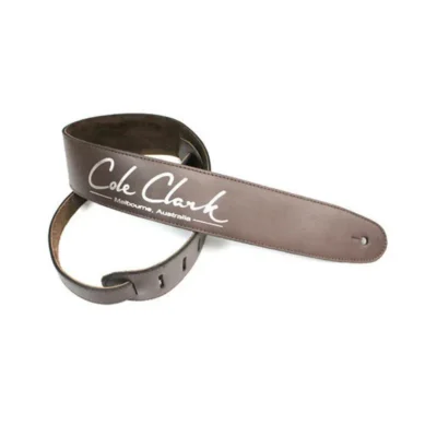 Cole Clark Guitar Strap Saddle Brown with Silver Lettering