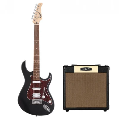 Cort G110 OPBK Electric Guitar Black c/w Cort CM15R 15W Guitar Amp
