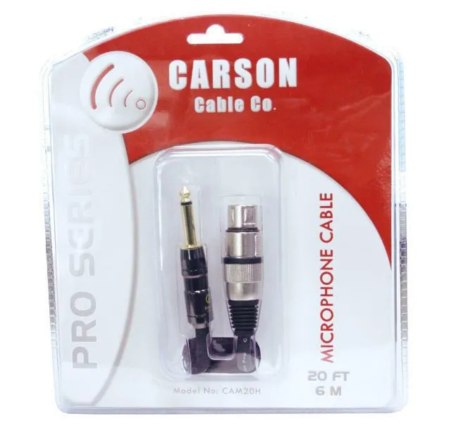 Carson Pro Series Heavy Duty 30ft XLR to 1/4" Plug Microphone Cable 9m Mic Lead