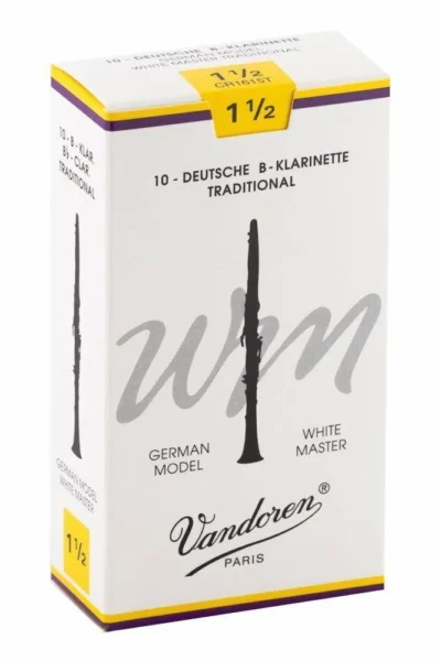 Vandoren White Master Bb Clarinet Reeds Strength 1 1/2 German Model 10 Reeds