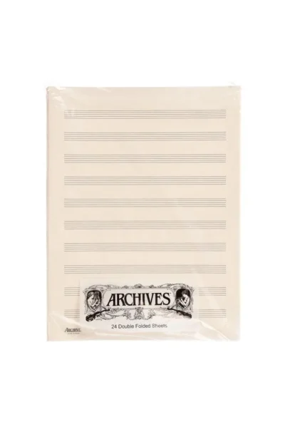 Archives Double-Folded Manuscript Paper Sheets, 10 stave, 24 Sheets