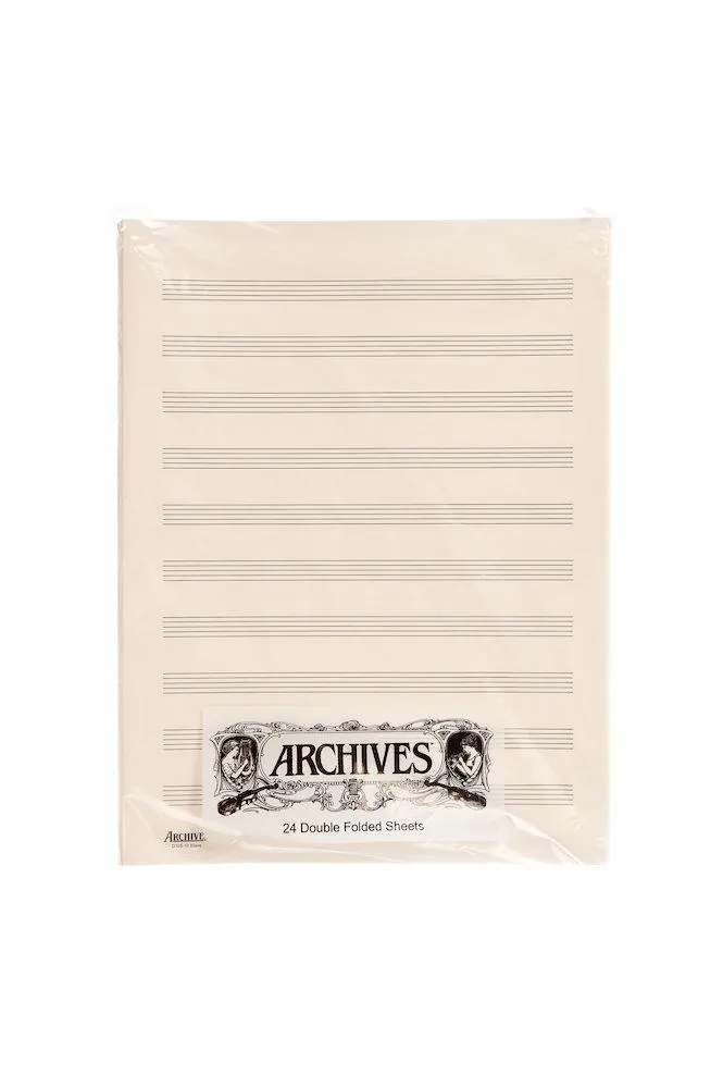 Archives Double-Folded Manuscript Paper Sheets, 10 stave, 24 Sheets