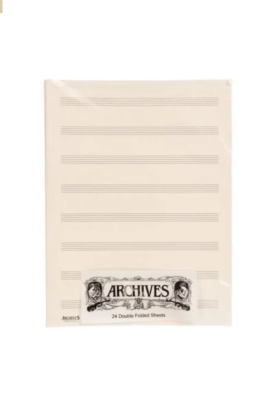 Archives Double-Folded Manuscript Paper Sheets, 8 stave, 24 Sheets