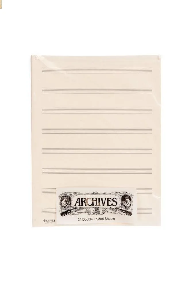 Archives Double-Folded Manuscript Paper Sheets, 8 stave, 24 Sheets