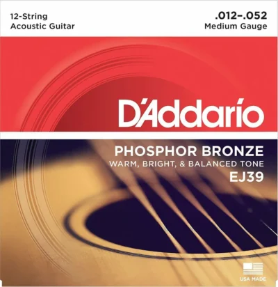 D'Addario EJ39 Phosphor Bronze Medium 12-String Acoustic Strings 12 - 52