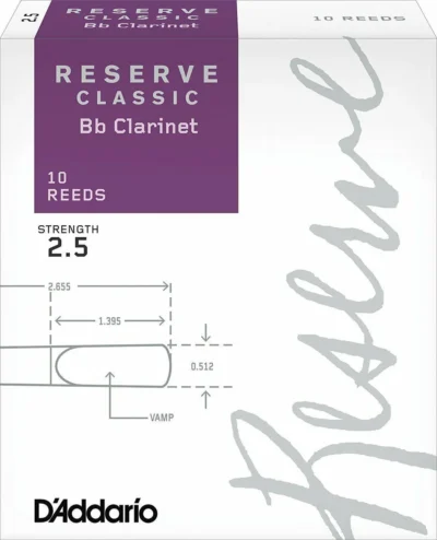 D'Addario Woodwinds Rico Reserve Classic Bb Clarinet Reeds Strength 2.5, 10 Pack