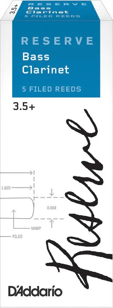 D'Addario Reserve Bass Clarinet Reeds, Strength 3.5+, 5 Pack