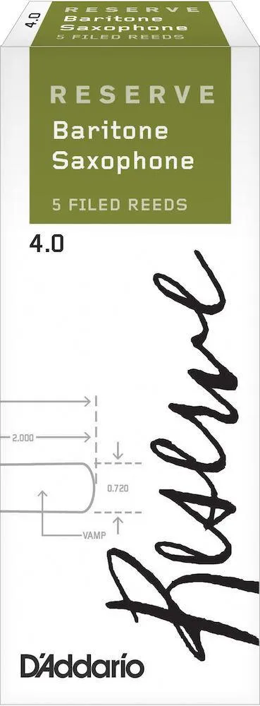 D'Addario Reserve, Baritone Saxophone Reeds, Strength 4.0, - 5 Reeds