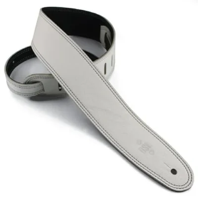 DSL Reversible Black & White Leather Guitar Strap  2.5 inches