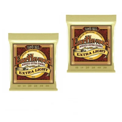 2 Sets Ernie Ball 2006 80/20 Bronze Extra Light Acoustic Guitar Strings 10-50