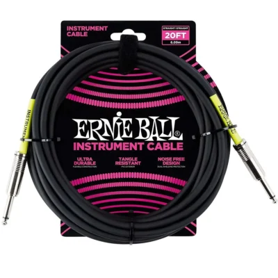 Ernie Ball 20' Straight / Straight Instrument Cable - Black - 6m