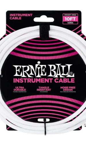 Ernie Ball 10' Straight / Angled Instrument Cable - White - 3m