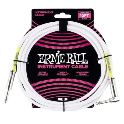 Ernie Ball 10' Straight / Angled Instrument Cable - White - 3m