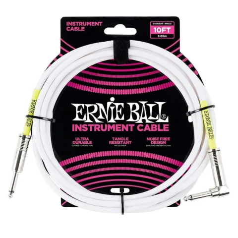 Ernie Ball 10' Straight / Angled Instrument Cable - White - 3m