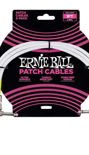 Ernie Ball Instrument Patch Cable, White, 1ft angle / Angle 3 cables 12' / 30cm