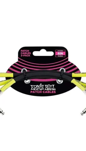 Ernie Ball Instrument Patch Cable, Black, 6 inch angle / Angle 3 cables Pancake