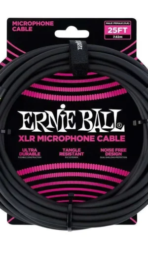 Ernie Ball 6073 25ft. Male / Female XLR Microphone Cable Mic Cable - Black