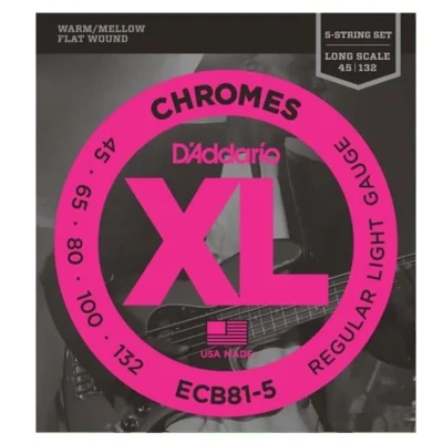 D'Addario ECB81-5  5-String Bass Guitar Strings Light 45 - 132  Long Scale