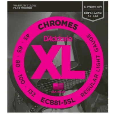 D'Addario ECB81-5SL 5-String Bass Guitar Strings Light 45 - 132 Super Long Scale