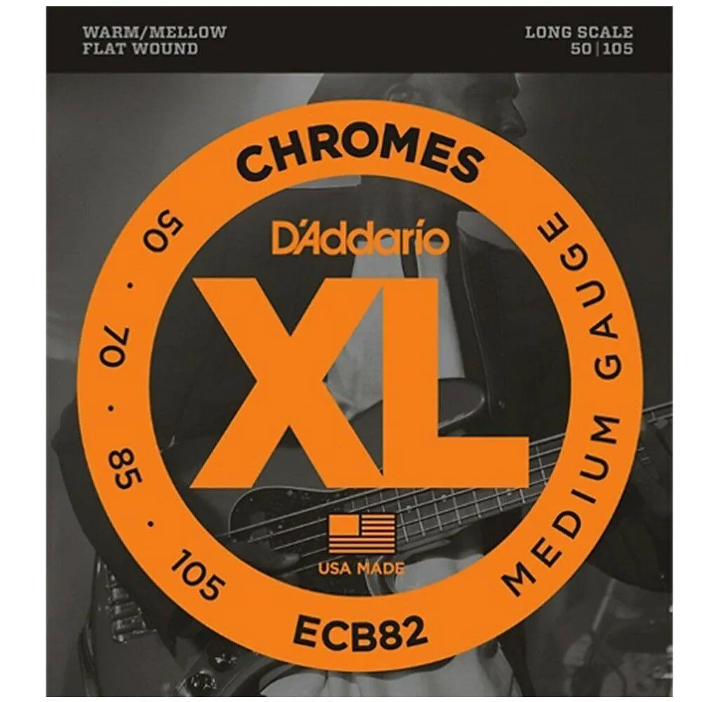 D'Addario ECB82 Chromes Flat Wound Bass Strings Medium 50 - 105 Long Scale