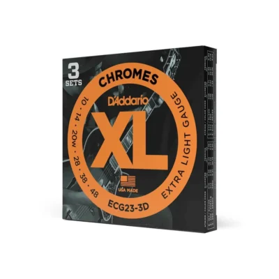D'Addario ECG23 Chromes Flat Wound Electric Guitar Strings, Extra Light, 10-48, 3 Sets