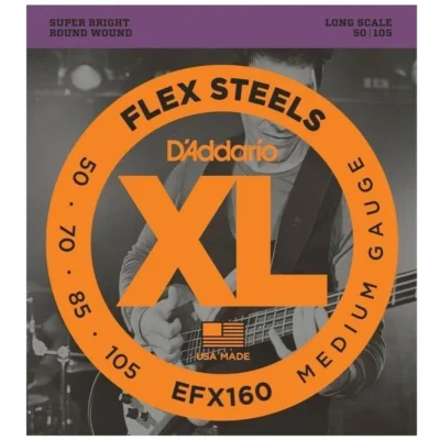 D'Addario EFX160 Flexsteels Long Scale Bass Guitar Strings (50 - 105)