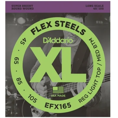 D'Addario EFX165 Flexsteels Long Scale Bass Guitar Strings (45-105)