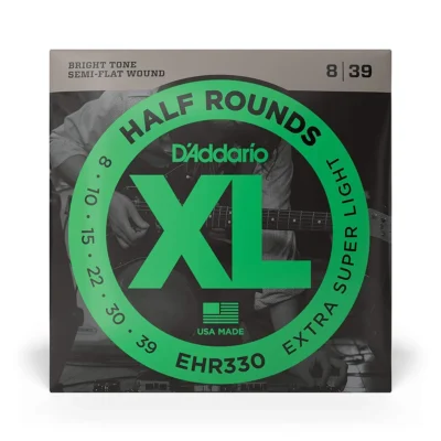 D'Addario EHR330 Half Rounds Jazz Electric Guitar Strings 8 - 39 extra lite