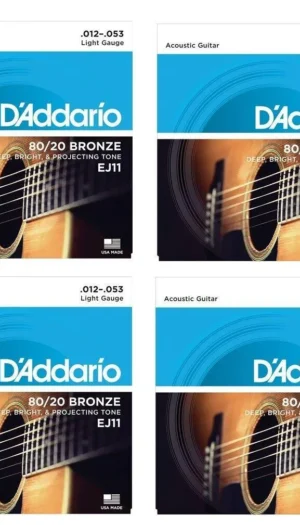 D'Addario EJ11 4 SETS  80/20 Bronze Light Acoustic Guitar Strings
