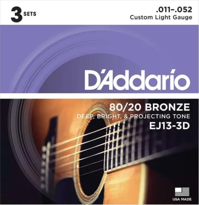 D'Addario EJ13- 3 sets 80/20 Bronze Acoustic Guitar Strings 11 - 52
