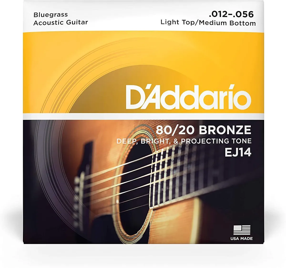 D'addario EJ14 80/20 Bluegrass Gauge Acoustic Guitar Strings 12 - 56