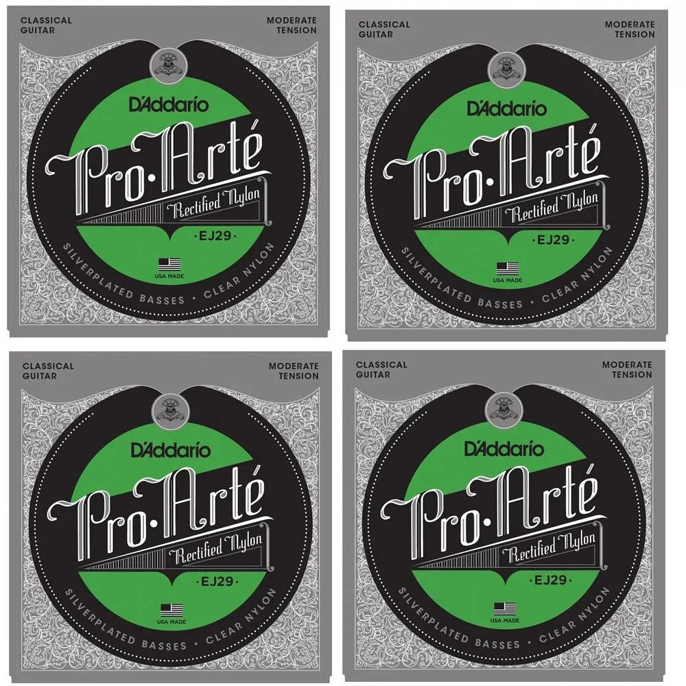 D'Addario EJ29 4 SETS Rectified Classical Guitar Strings, Moderate Tension