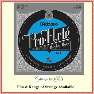 D'Addario EJ31 Classics Rectified Classical Guitar Strings, Hard Tension