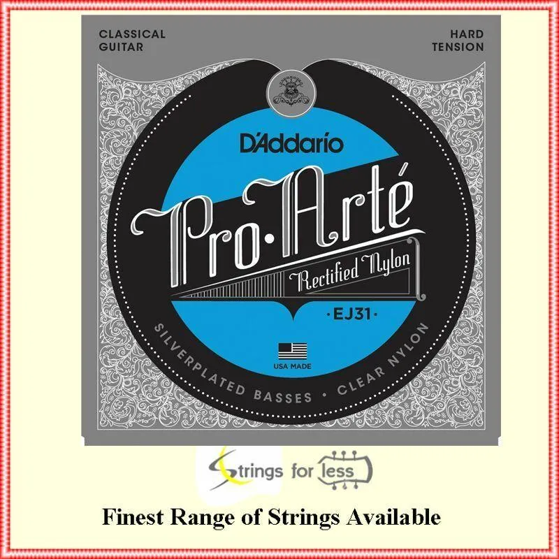 D'Addario EJ31 Classics Rectified Classical Guitar Strings, Hard Tension