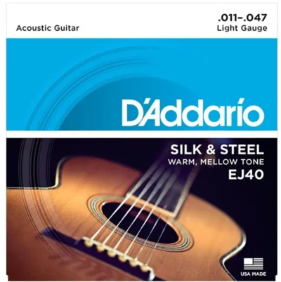 D'Addario EJ40 Silk and Steel Folk Acoustic Guitar Strings - .011-.047