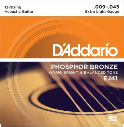 D'Addario EJ41 12-String Phosphor Bronze Extra Light Acoustic Guitar Strings