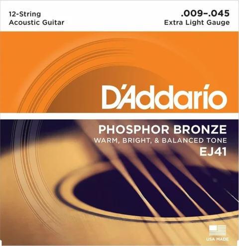 D'Addario EJ41 12-String Phosphor Bronze Extra Light Acoustic Guitar Strings