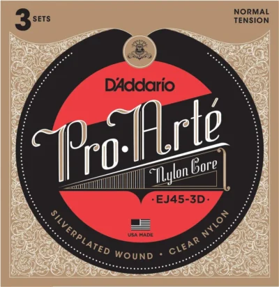 D'Addario EJ45-3D Pro-Arte Nylon Classical Guitar Strings, Normal Tension, 3 Sets