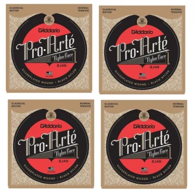 D'Addario EJ49 Pro-Arte Black Nylon Classical Guitar Strings Normal Tension