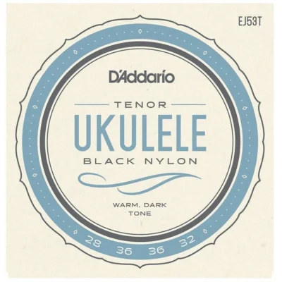 D'Addario EJ53T Ukulele Strings, Tenor Ukulele standard GCEA tuning - Black Nylon