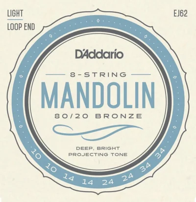 D'Addario EJ62 80/20 Bronze Mandolin Strings, Light 10 - 34  Set