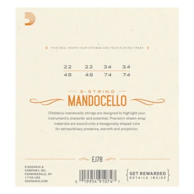 D'Addario J78 Phosphor Bronze Mandocello Strings, 22-74