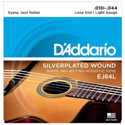 D'Addario EJ84L Gypsy Jazz Acoustic Guitar Strings, Loop End, Light 10 - 44