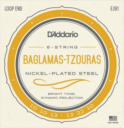 D'Addario EJ91 Baglamas-Tzouras String Set 6-String Set Loop Ends