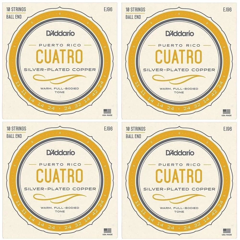 D'Addario EJ96 Cuatro-Puerto Rico Strings Silverwound 10-String - b4 SETS