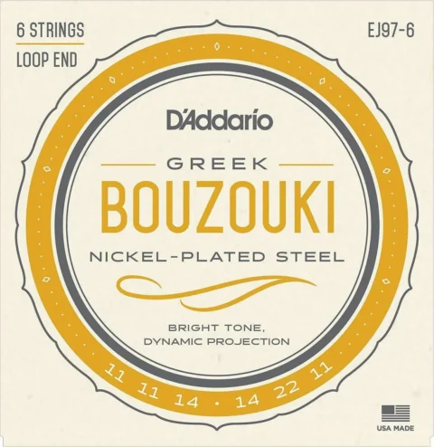 D'Addario J97-6 Greek Bouzouki Strings Nickel Plated Steel Wound 6 String