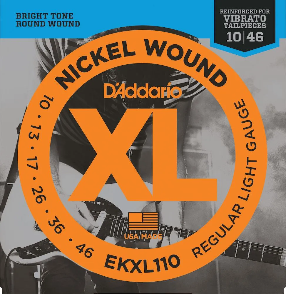D'Addario EKXL110 Nickel Wound Electric Guitar Strings, Regular Light, Reinforced, 10-46